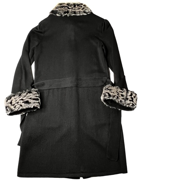 I.N.C. Faux Fur Animal Print Trim Black Button Sweater Coat Women's Size M - Picture 8 of 13